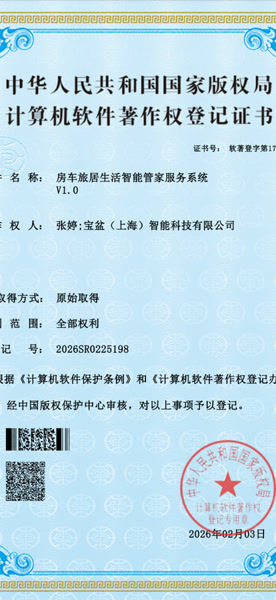 Software Copyright — RV Rental Management System (I)